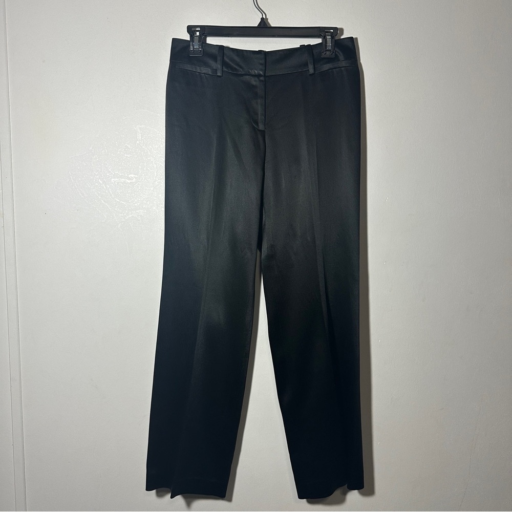 Ann Taylor Black Flat Front Straight Leg Dress Pants Size 4P Career
